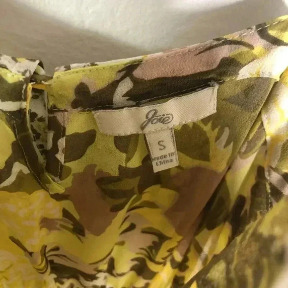 Joie Silk Yellow Floral Ruffled Dress Cottagecore Coquette Fairy Women's Size S - Picture 6 of 6